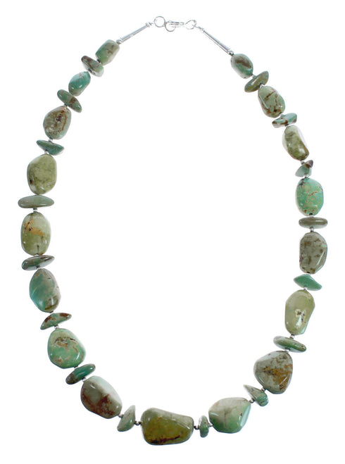 Native American Sterling Silver Turquoise Bead Necklace AX125584