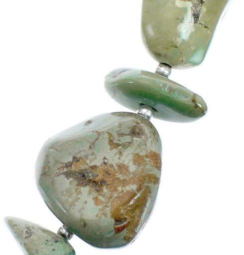 Native American Sterling Silver Turquoise Bead Necklace AX125584