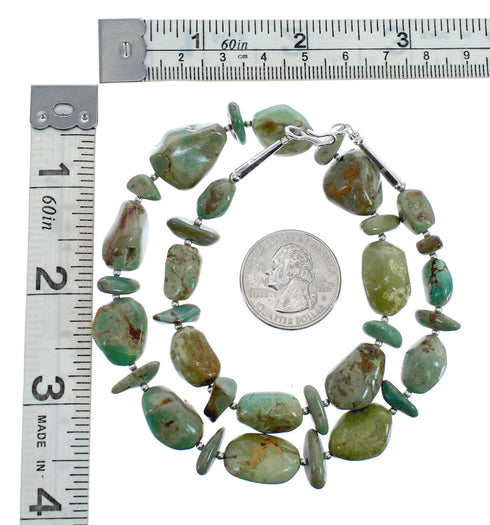 Native American Sterling Silver Turquoise Bead Necklace AX125584