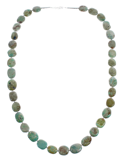 Native American Sterling Silver Turquoise Bead Necklace AX125585
