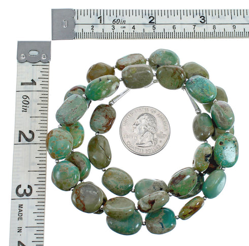 Native American Sterling Silver Turquoise Bead Necklace AX125585