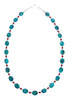 Turquoise Coral Sterling Silver Native American Bead Necklace AX125576