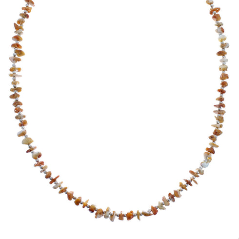 Native American Oyster Shell Authentic Sterling Silver Bead Necklace AX125578