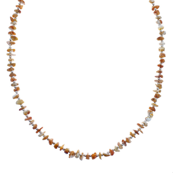 Native American Oyster Shell Authentic Sterling Silver Bead Necklace AX125578