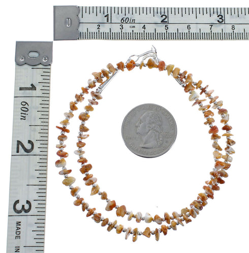 Native American Oyster Shell Authentic Sterling Silver Bead Necklace AX125578