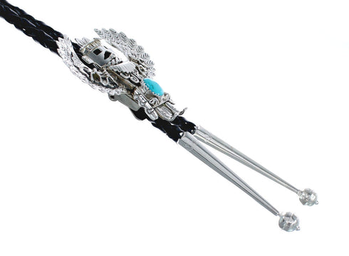 Navajo Kachina Figure Sterling Silver Turquoise Bolo Tie AX125647