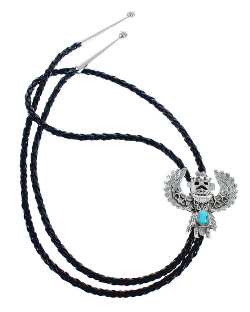 Navajo Kachina Figure Sterling Silver Turquoise Bolo Tie AX125647