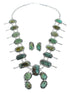 Kingman Turquoise Sterling Silver Navajo Naja Squash Blossom Necklace And Earrings Set AX125653