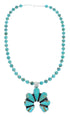 Navajo Sterling Silver Turquoise Naja Bead Necklace Set AX125621