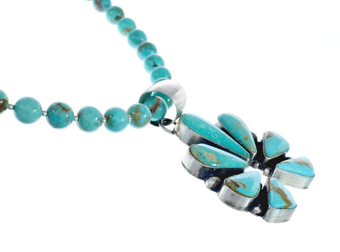 Navajo Sterling Silver Turquoise Naja Bead Necklace Set AX125621