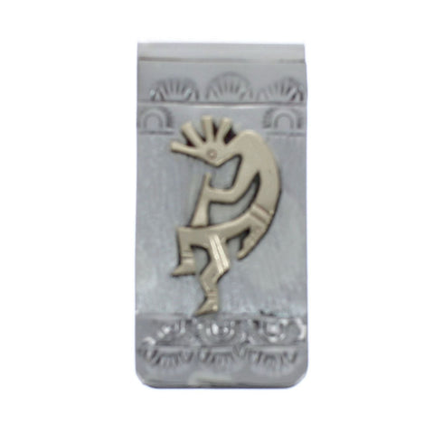 Native American Navajo Genuine Sterling Silver And 12KGF Kokopelli Money Clip AX126687