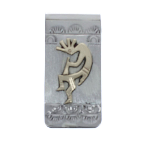 Native American Navajo Genuine Sterling Silver And 12KGF Kokopelli Money Clip AX126687
