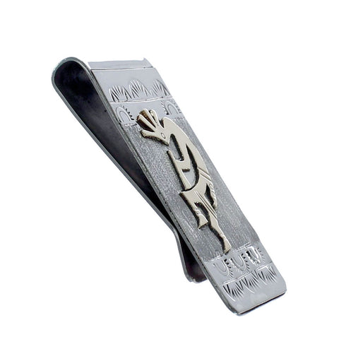 Native American Navajo Genuine Sterling Silver And 12KGF Kokopelli Money Clip AX126687