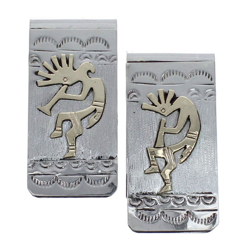 Native American Navajo Genuine Sterling Silver And 12KGF Kokopelli Money Clip AX126687