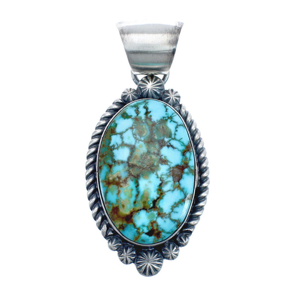 Native American Navajo Genuine Sterling Silver And Turquoise Pendant JX126609