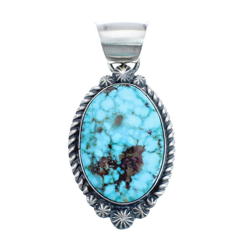 Native American Navajo Genuine Sterling Silver And Turquoise Pendant JX126612