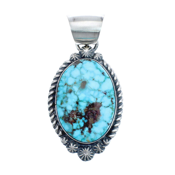 Native American Navajo Genuine Sterling Silver And Turquoise Pendant JX126612