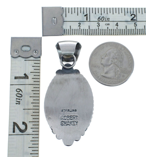 Native American Navajo Genuine Sterling Silver And Turquoise Pendant JX126612