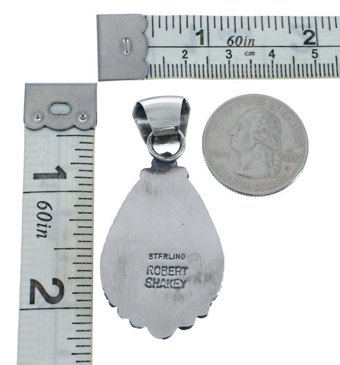 Native American Navajo Genuine Sterling Silver And Turquoise Pendant JX126613