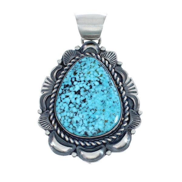 Native American Navajo Genuine Sterling Silver And Turquoise Pendant JX126607