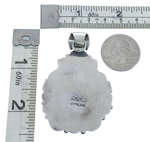 Native American Navajo Genuine Sterling Silver And Turquoise Pendant JX126607