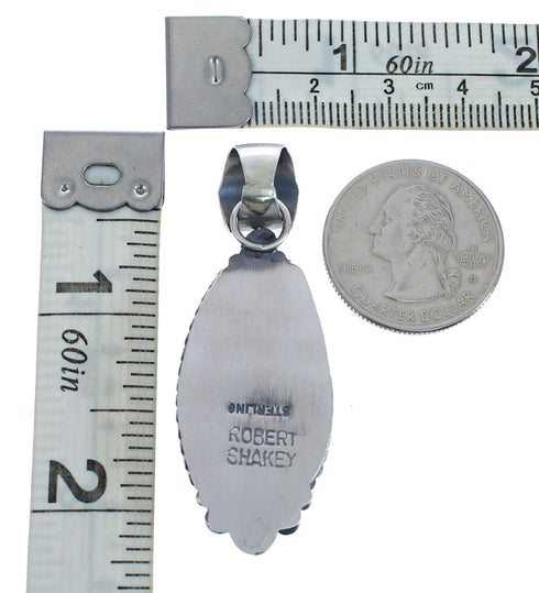 Native American Navajo Genuine Sterling Silver And Turquoise Pendant JX126618