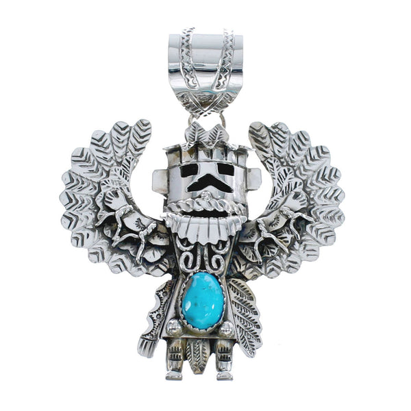 Authentic Navajo Kachina Figure Turquoise Sterling Silver Pendant JX126541