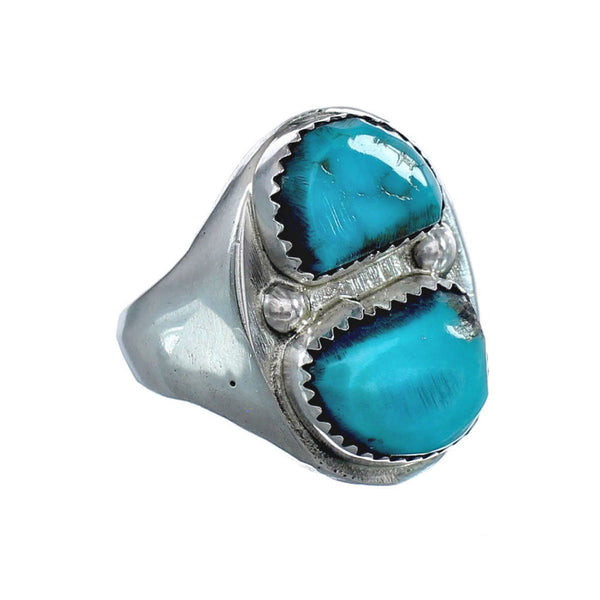 Turquoise Navajo Genuine Sterling Silver Ring Size 10-3/4 JX126550