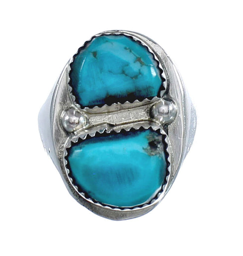 Turquoise Navajo Genuine Sterling Silver Ring Size 10-3/4 JX126550