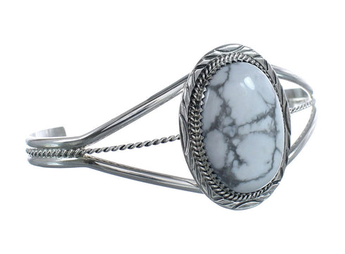 Howlite Genuine Sterling Silver Navajo Cuff Bracelet JX126295