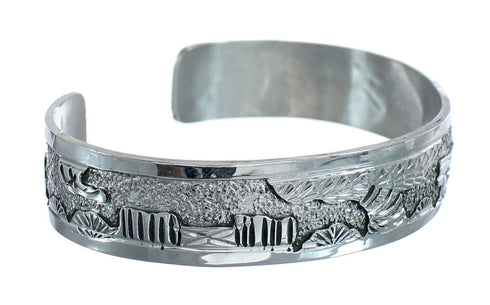 Native American Navajo Sterling Silver Story Teller Cuff Bracelet JX126272