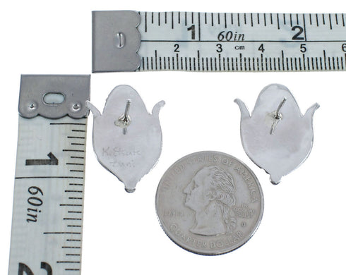 Zuni Multicolor Inlay Sterling Silver Corn Post Earrings AX125706