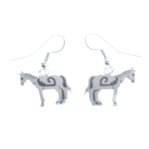 Horse Sterling Silver Navajo Hook Dangle Earrings AX125722