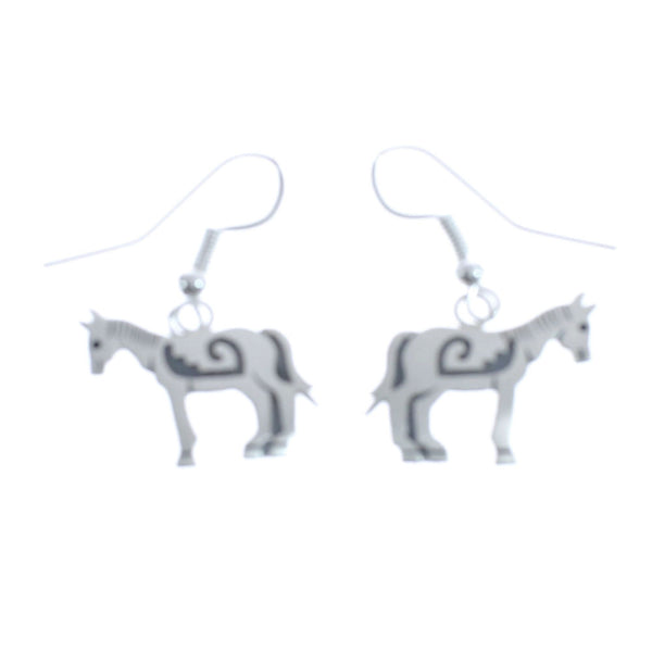 Horse Sterling Silver Navajo Hook Dangle Earrings AX125722