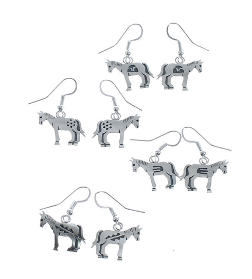 Horse Sterling Silver Navajo Hook Dangle Earrings AX125722