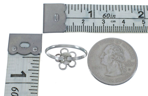 Native American Turquoise Sterling Silver Flower Ring Size 6-1/4 AX125678