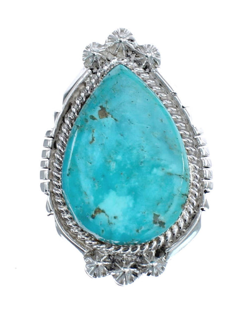 Native American Turquoise Sterling Silver Ring Size 5-3/4 JX126466
