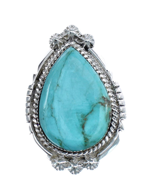 Native American Turquoise Sterling Silver Ring Size 7-3/4 JX126467