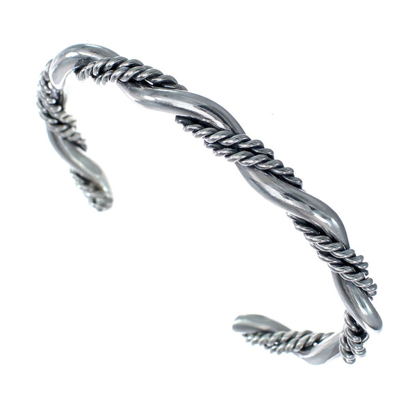 Native American Navajo Twisted Sterling Silver Cuff Bracelet JX126443