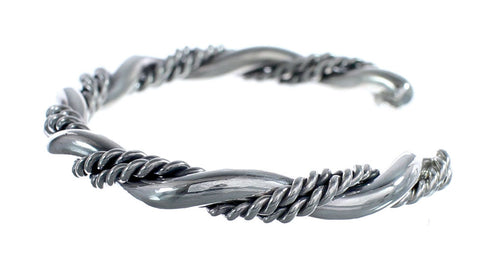 Native American Navajo Twisted Sterling Silver Cuff Bracelet JX126443