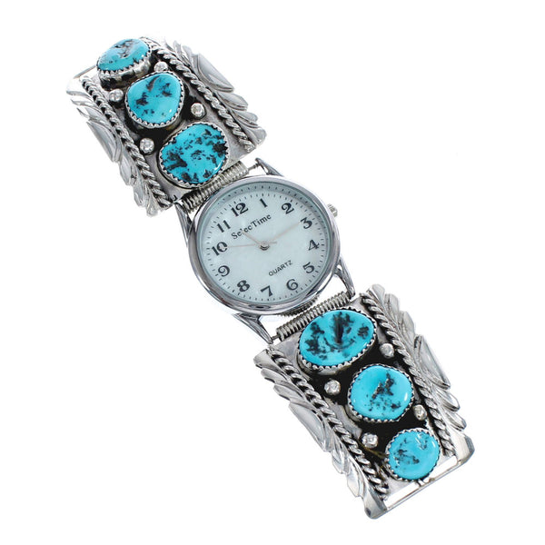 Native American Zuni Turquoise Sterling Silver Watch JX126488