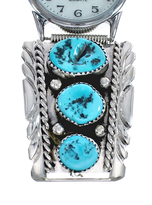 Native American Zuni Turquoise Sterling Silver Watch JX126488