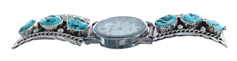 Native American Zuni Turquoise Sterling Silver Watch JX126488