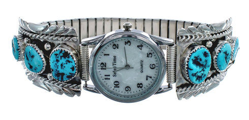 Native American Zuni Turquoise Sterling Silver Watch JX126488