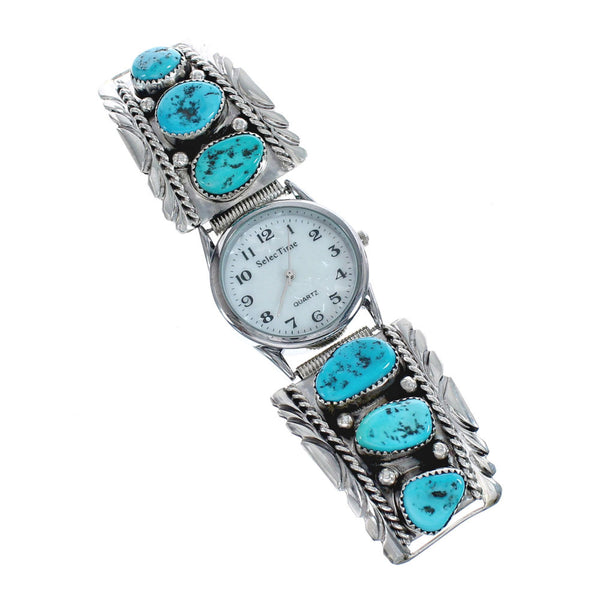 Native American Zuni Turquoise Sterling Silver Watch JX126491