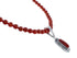 Native American Navajo Coral Round Bead Pendant Sterling Silver Necklace JX126561