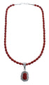 Native American Navajo Coral Bead Pendant Sterling Silver Necklace JX126563