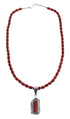 Native American Navajo Coral Bead Pendant Sterling Silver Necklace JX126566