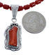 Native American Navajo Coral Bead Pendant Sterling Silver Necklace JX126566