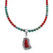 Native American Navajo Turquoise Coral Bead Pendant Sterling Silver Necklace JX126573